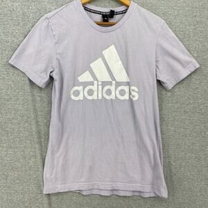 Adidas Shirt Womens Small Light Purple Short Sleeve Crew Neck Tee Graphics Logo
